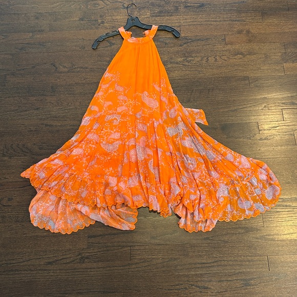 HEMANT & NANDITA Dresses & Skirts - NWT Hemant & Nandita Women’s Bright Orange Dress with Floral Accents Size Medium